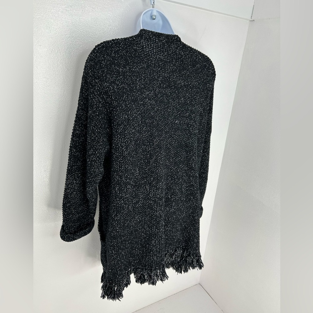 Madewell Black Memento Fringe Cardigan Size Small Cozycore‎ Office Normcore - Picture 7 of 10